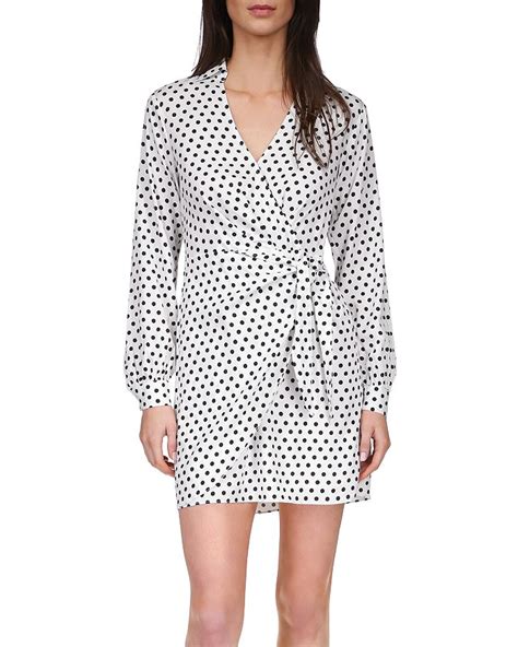 michael kors black polka dot dress shirt|Michael Kors Polka Dot Long Sleeve Wrap Dress .